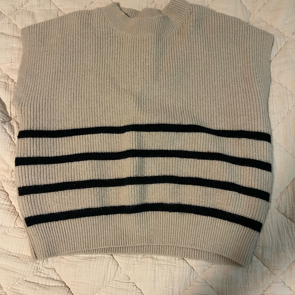 Striped Sleeveless Knit Sweater